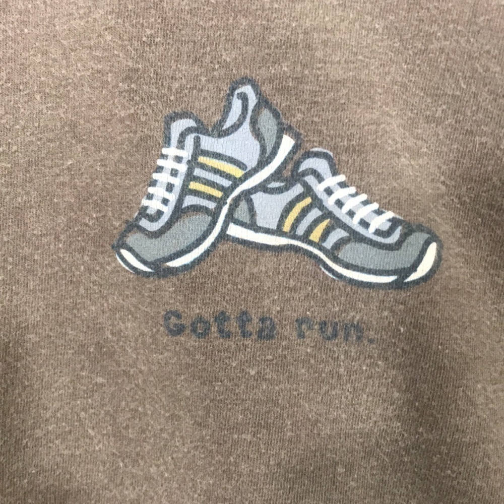 Life is Good “Gotta Run” Brown Long Sleeve Screen Print T-Shirt size S - Picture 2 of 9
